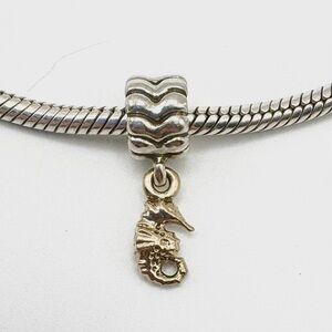 PANDORA Retired 14K Gold Seahorse Nautical Dangle Charm - 790518
